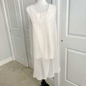 Elena Wang White Sheer Layered Top Size XL